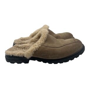UGG 5397 Scuffette II Slippers Women 8 Tan Suede Shearling Mules Clogs